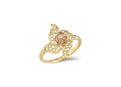 Two Tone Plated Filigree Flower Ring